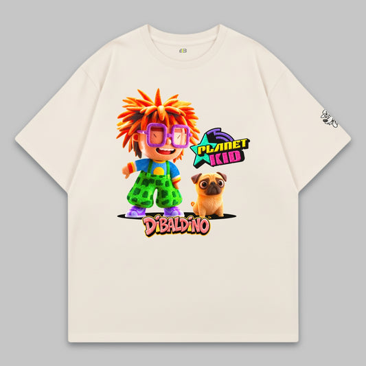 Planet Kid & Pug Buddy – Oversize Baumwoll-T-Shirt