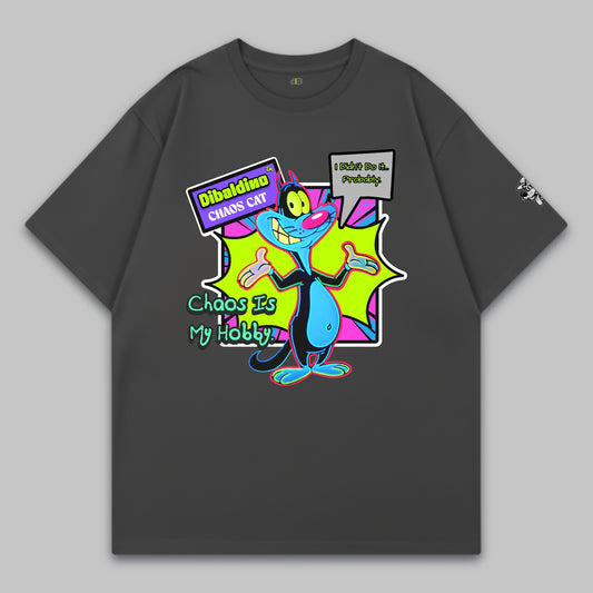 Chaos Cat Neon Edition – Oversize Baumwoll-T-Shirt