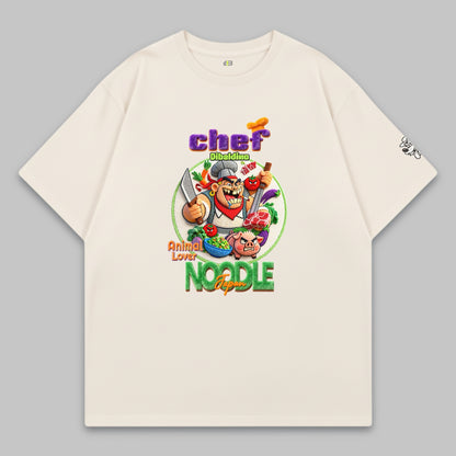 Crazy Noodle Chef – Oversized Cotton T-Shirt