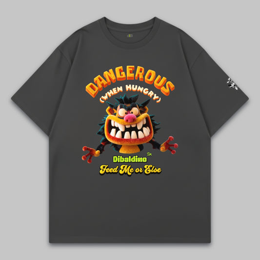 Dangerous When Hungry Monster – Oversize Baumwoll-T-Shirt
