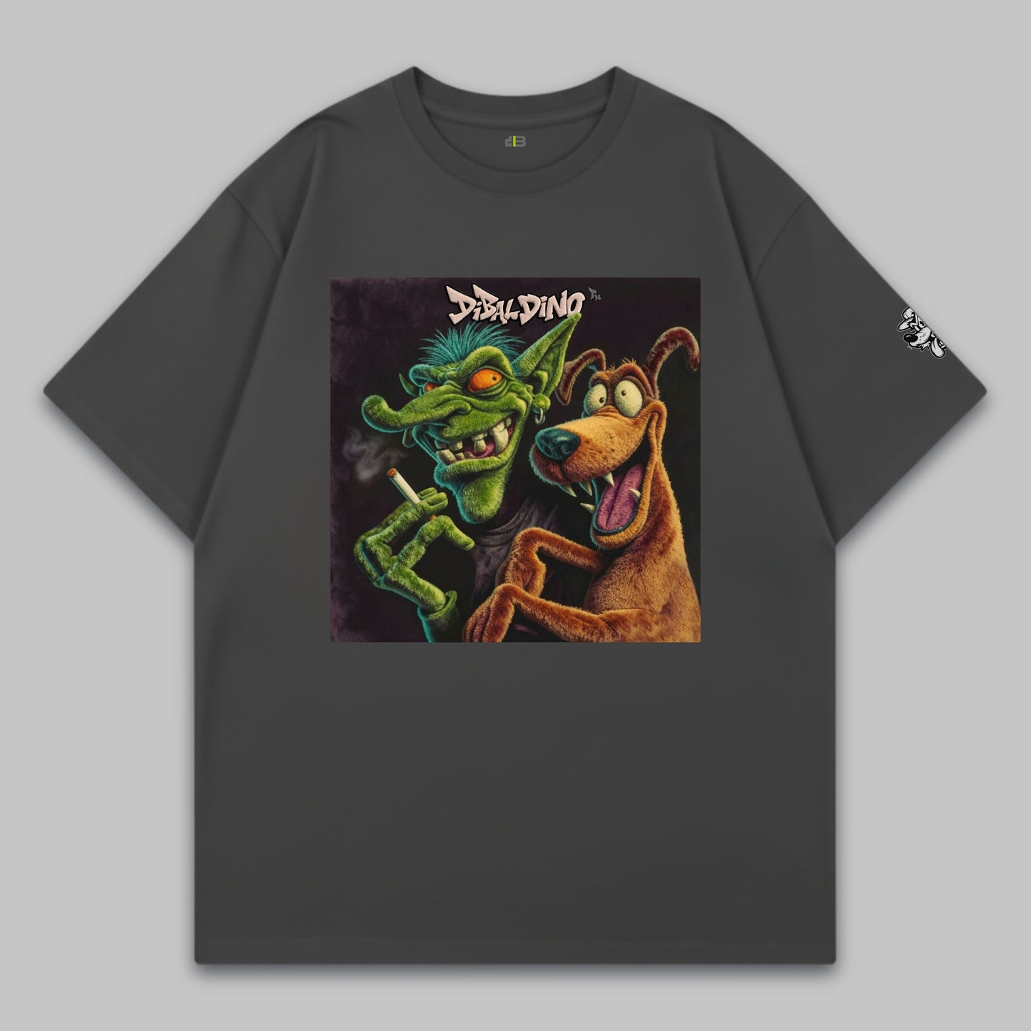 Goblin & Dog Chaos Duo – Oversize Baumwoll-T-Shirt