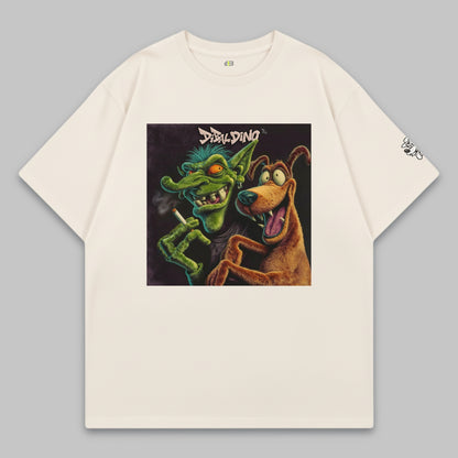 Goblin & Dog Chaos Duo – Oversize Baumwoll-T-Shirt