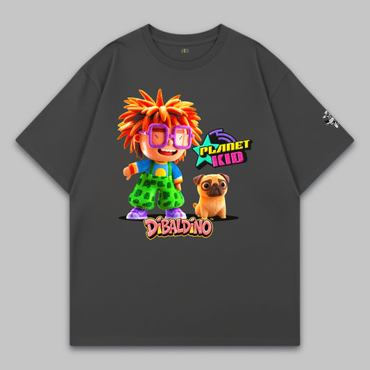 Planet Kid & Pug Buddy – Oversize Baumwoll-T-Shirt