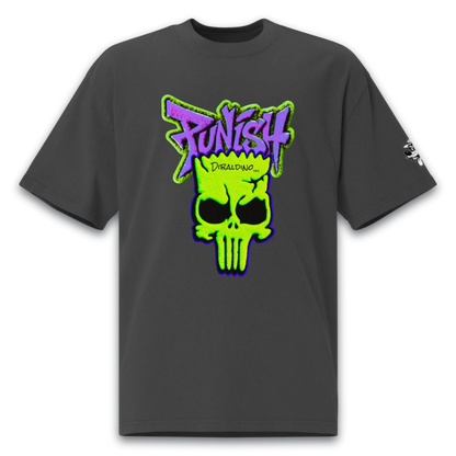 Punish Neon Skull – Oversized Cotton T-Shirt