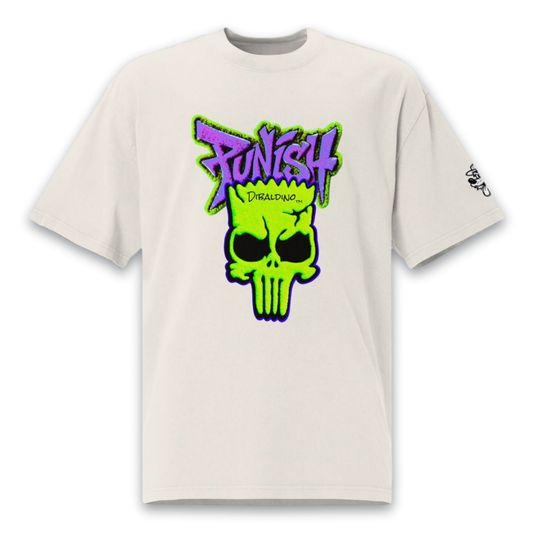 Punish Neon Skull – Oversized Cotton T-Shirt