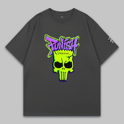 Punish Neon Skull – Oversized Cotton T-Shirt
